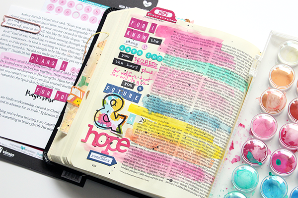 Ashle y Horton | Jer 29:11 | mixed media Bible art journaling | Illustrated Faith Brave Kit | Illustrated Faith Genesis Kit by Bella Blvd