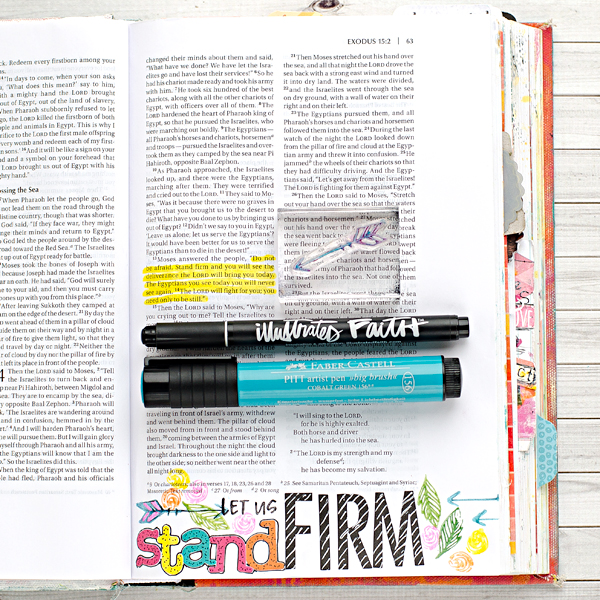 Heather Greenwood | Stand Firm | Illustrated Faith Be Brave Kit | Illustrated Faith Genesis Kit by Bella Blvd | stickers and stamping mixed media