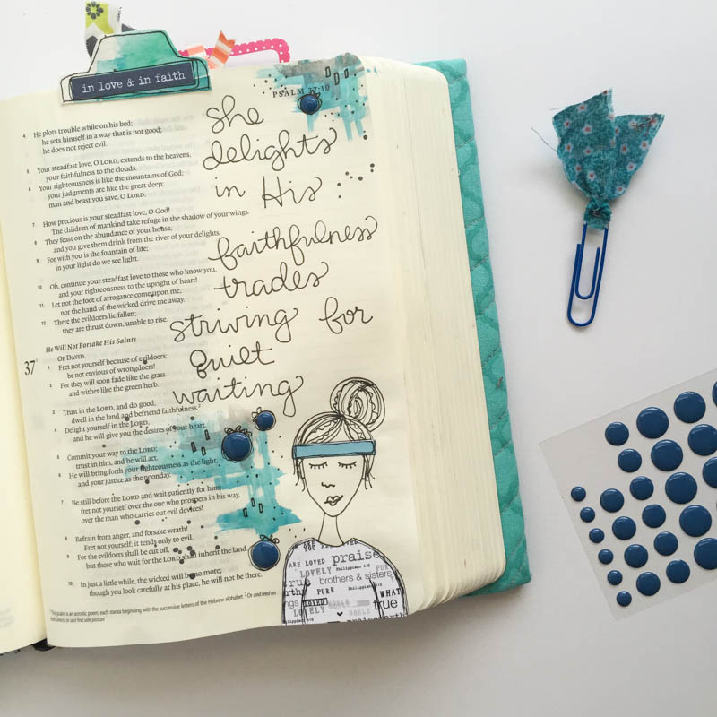 Bekah Blankenship is sharing with us her art journaling Bible and the need for quiet waiting.