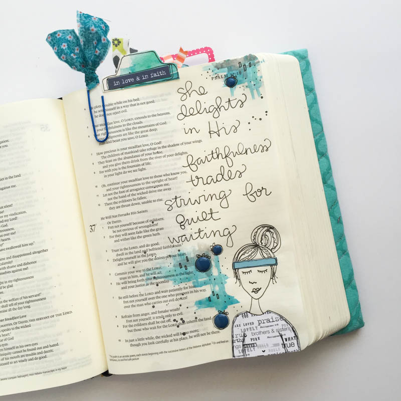 Bekah Blankenship is sharing with us her art journaling Bible and the need for quiet waiting.