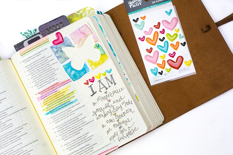 Amy Bruce is sharing with us how we are all masterpieces, fearfully and wonderfully made for a purpose in her journaling Bible | a lesson from the Illustrated Faith Beautiful devotional