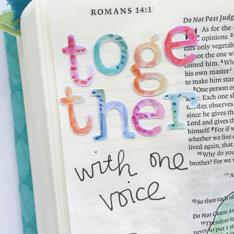 watercolor Journaling Bible entry by Bekah and a lesson  on living in harmony