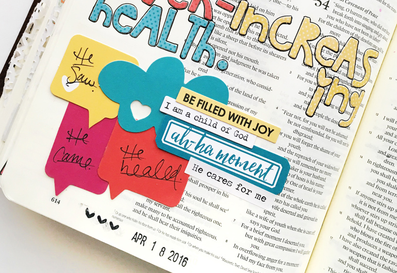list of declarations and scriptures illustrated in her Journaling Bible by Bailey Jean Robert