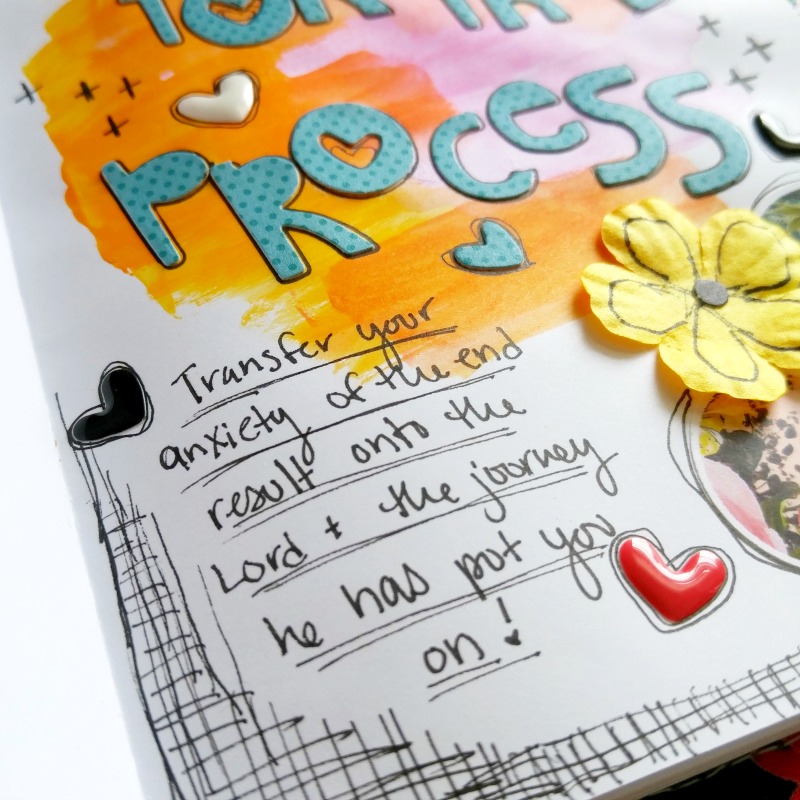 mixed media art journal reminding us to do it for the process by Amanda Cabrera | Illustrated Faith Print Pray Journal Wild Love Kit | Illustrated Faith by Bella Blvd