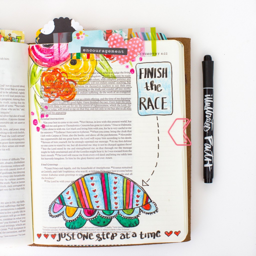 step by step drawing and watercolor process and tutorial for creating this tutorial and drawing inspiration from the She Blooms collection | Finish The Race - 2 Timothy 4:6 by Amy Bruce