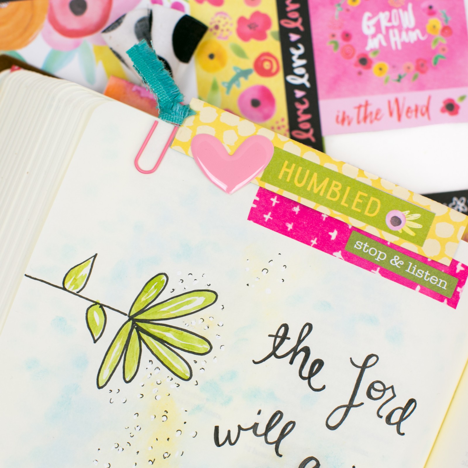 step by step mixed media Bible journaling process by Amy Bruce using PanPastels