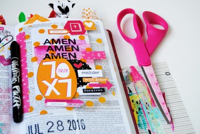 mixed media art journaling Bible tip-in | Forgiveness by Elaine Davis