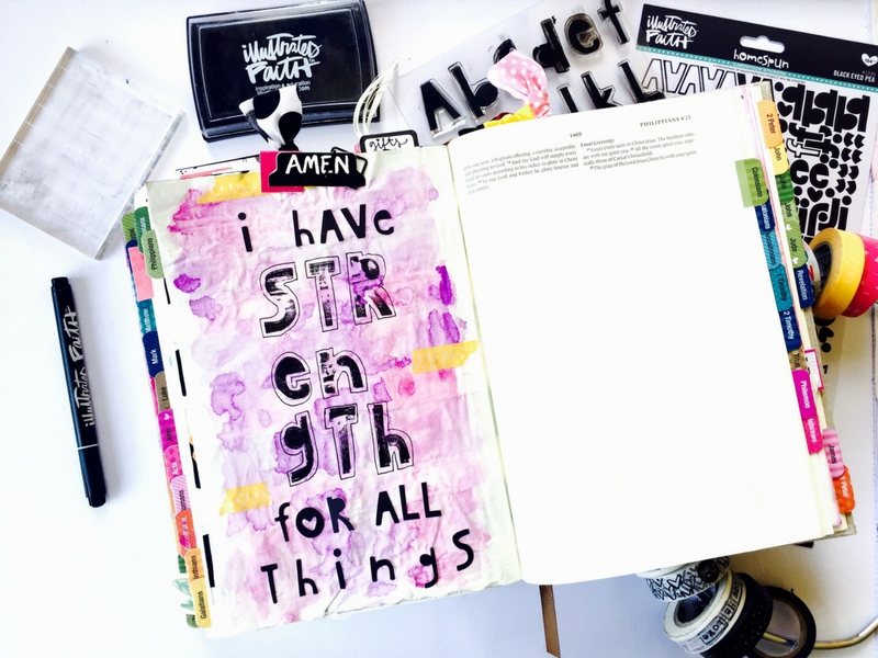 Strength For All Things | Mixed Media Bible Journaling by Tawni Sattler
