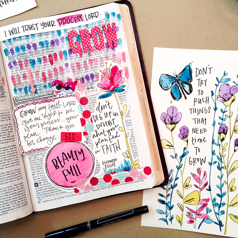 hybrid mixed media watercolor Bible journaling entry by Brianna Showwalter