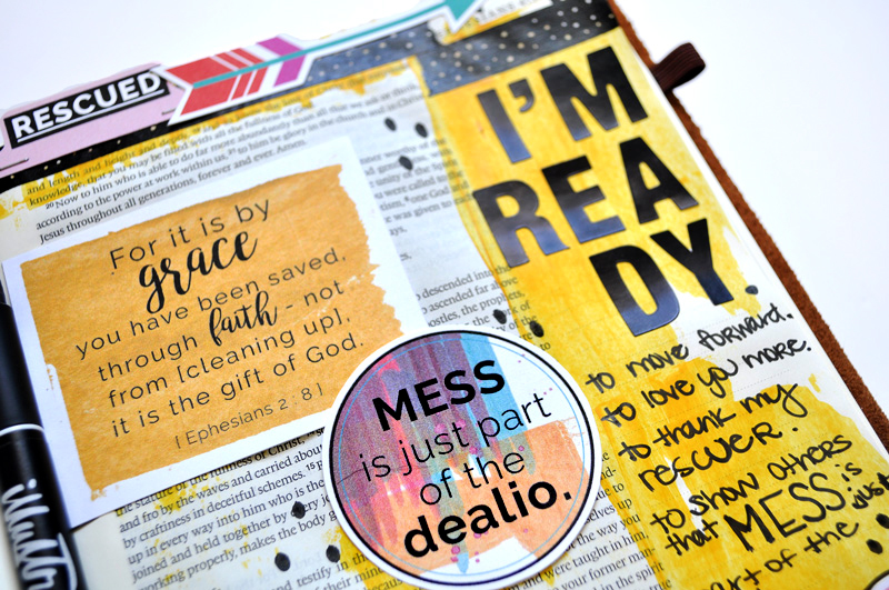 hybrid mixed media art journaling Bible entry by Leah Schumacher  | Mess is part of the Dealio