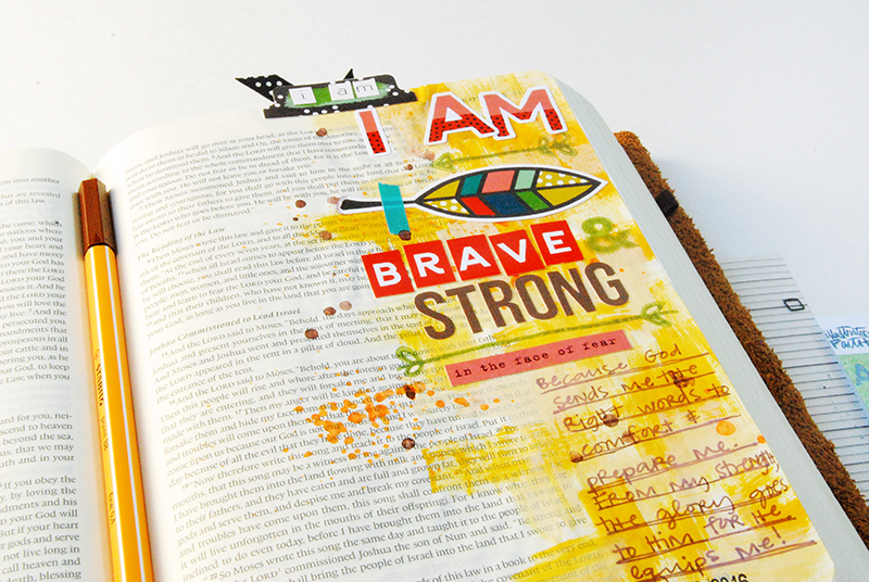 hybrid mixed media Bible Journaling by Elaine Davis | Fear, Dark Tunnels & Big Girl Pants | Illustrated Faith Brave & Strong Workshop