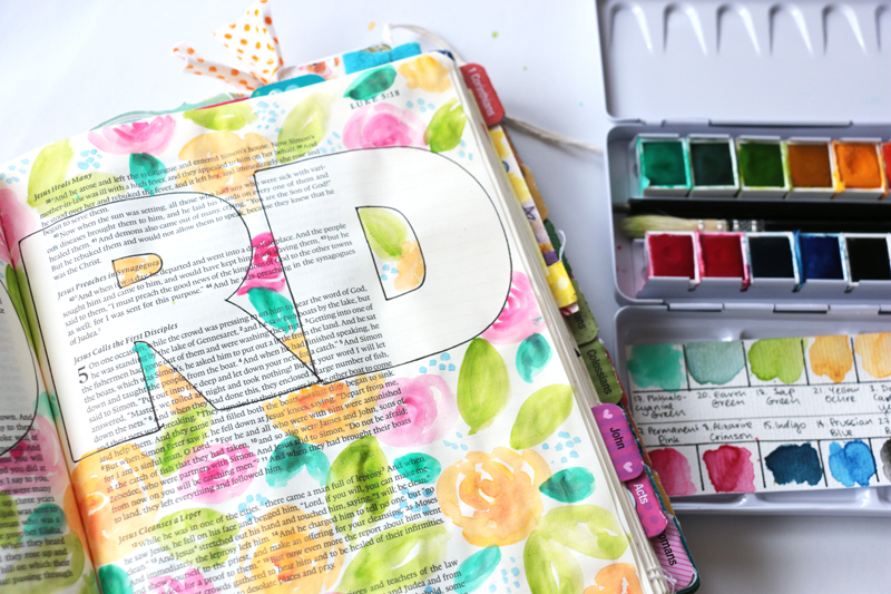 process video watercolor Bible journaling entry by Natalie Elphinstone