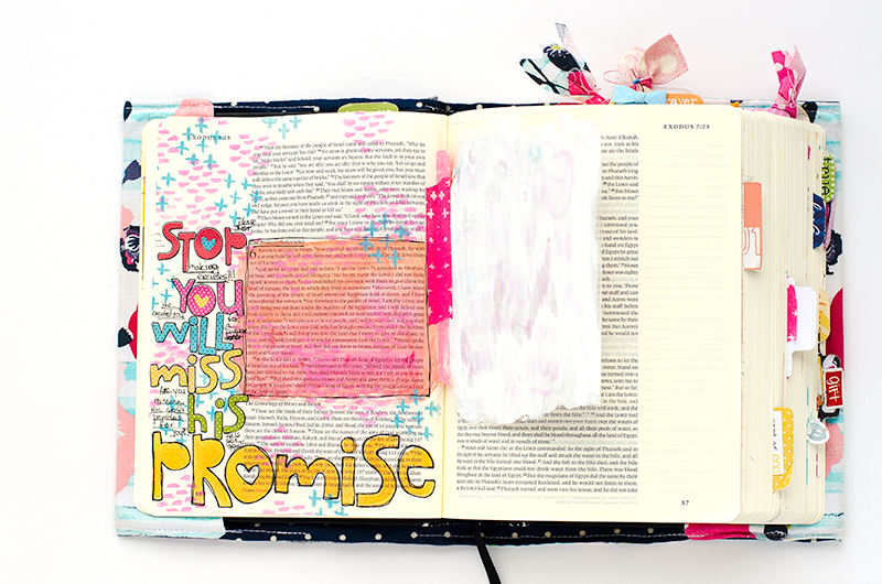 mixed media art journaling Bible entry by Heather Greenwood | Stop Making Excuses, You Will Miss God's Promises | Exodus 6