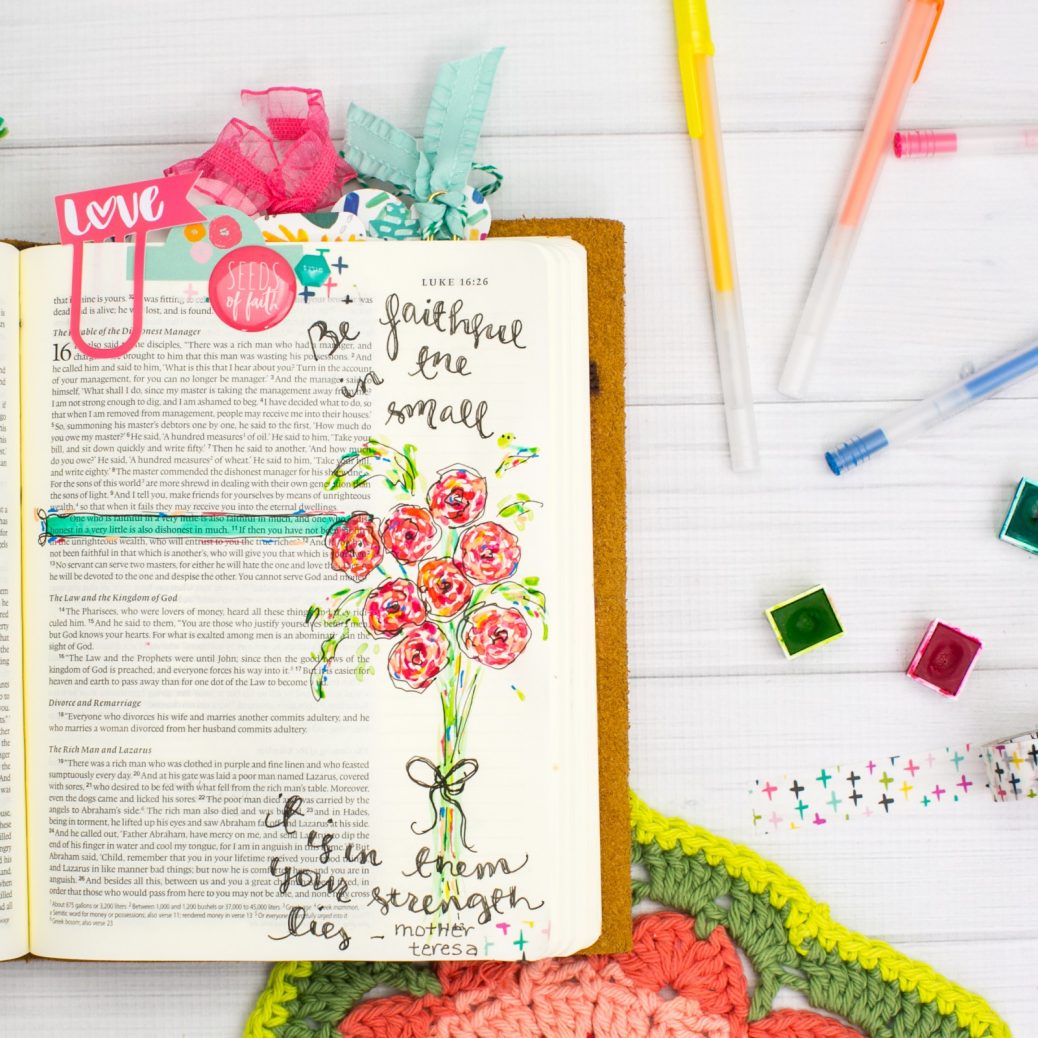 Watercolor Bible Journaling Tutorial | Leaning In - Faithful in the Little Things by Amy Bruce