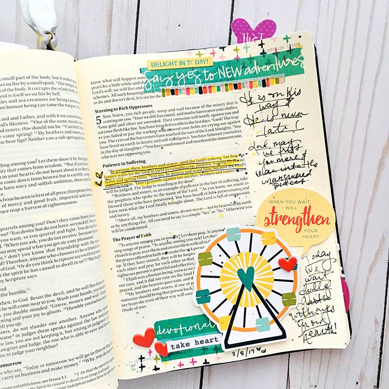 bible journaling entry by Bailey Jean Robert | Worth the Wait | Everyday Adventures | James 5