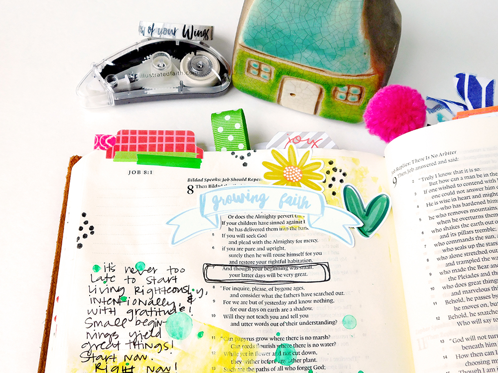 hybrid digital printable mixed media Bible journaling entry by Elaine Davis | Good to Grow, A Lesson from Job