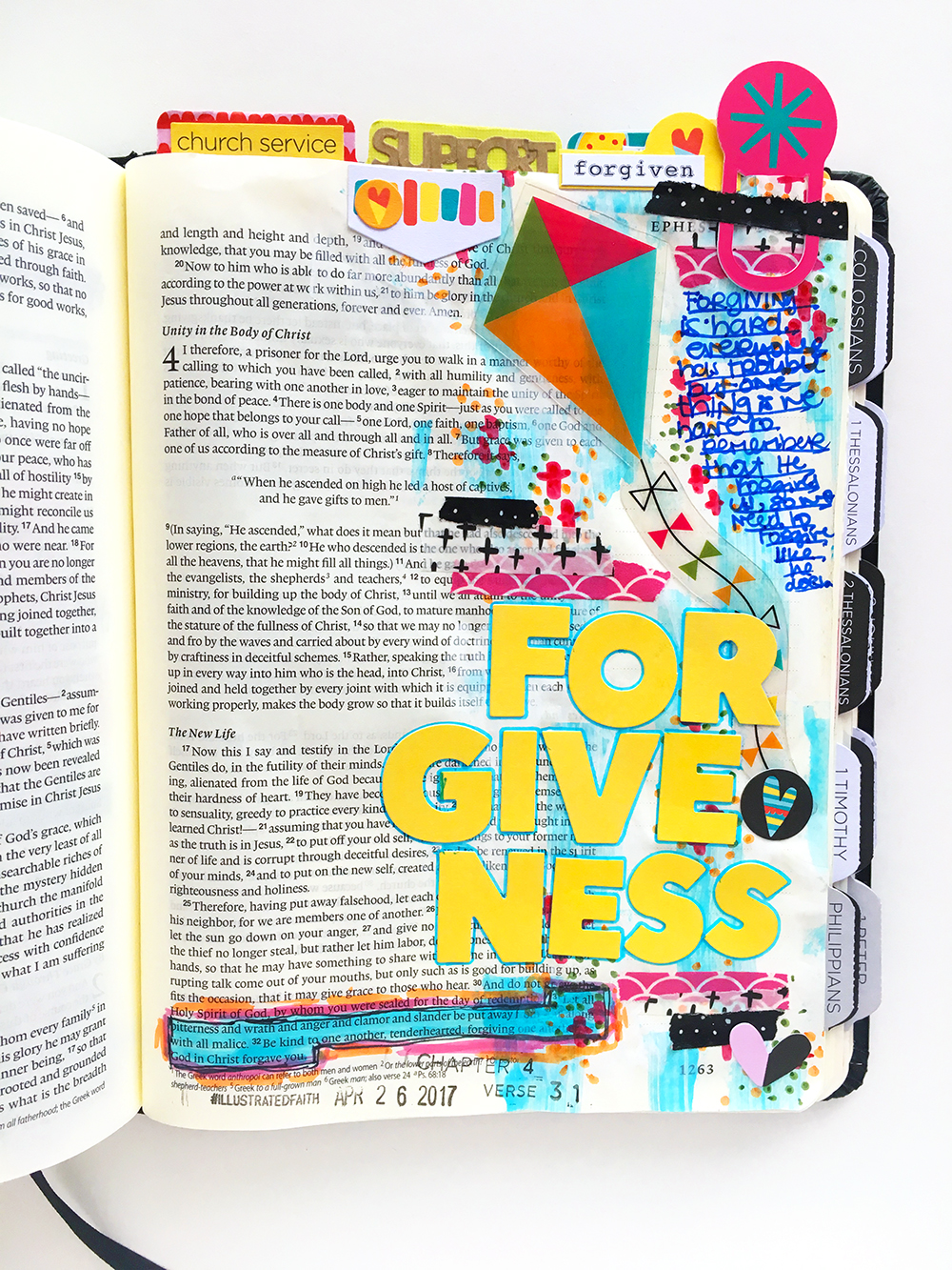 mixed media Bible journaling entry by Abigail Clone | Teen Topic: Forgiveness