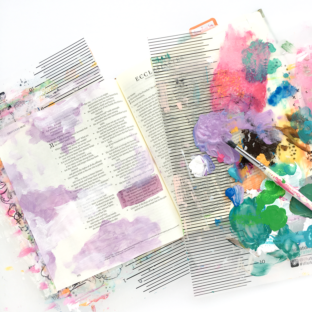 mixed media color mixing Bible journaling tutorial by Heather Greenwood | Proverbs 31