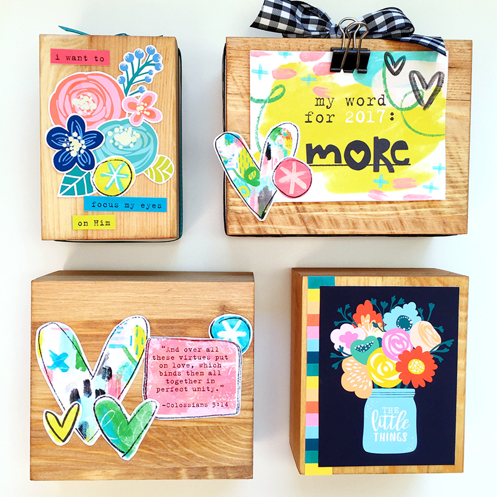 hybrid printables project and tutorial by Cristin | Mixed Media Wooden Blocks with Print & Pray!