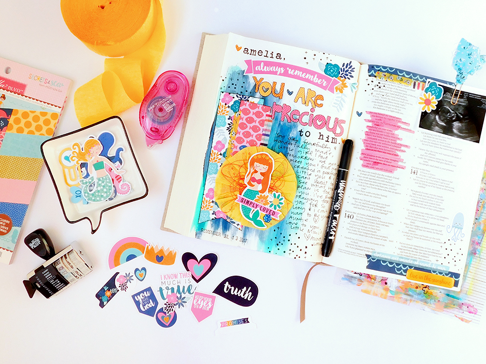 hybrid printables mixed media bible journaling entry by Elaine Davis | Dear Mimi, You Are Precious to Him