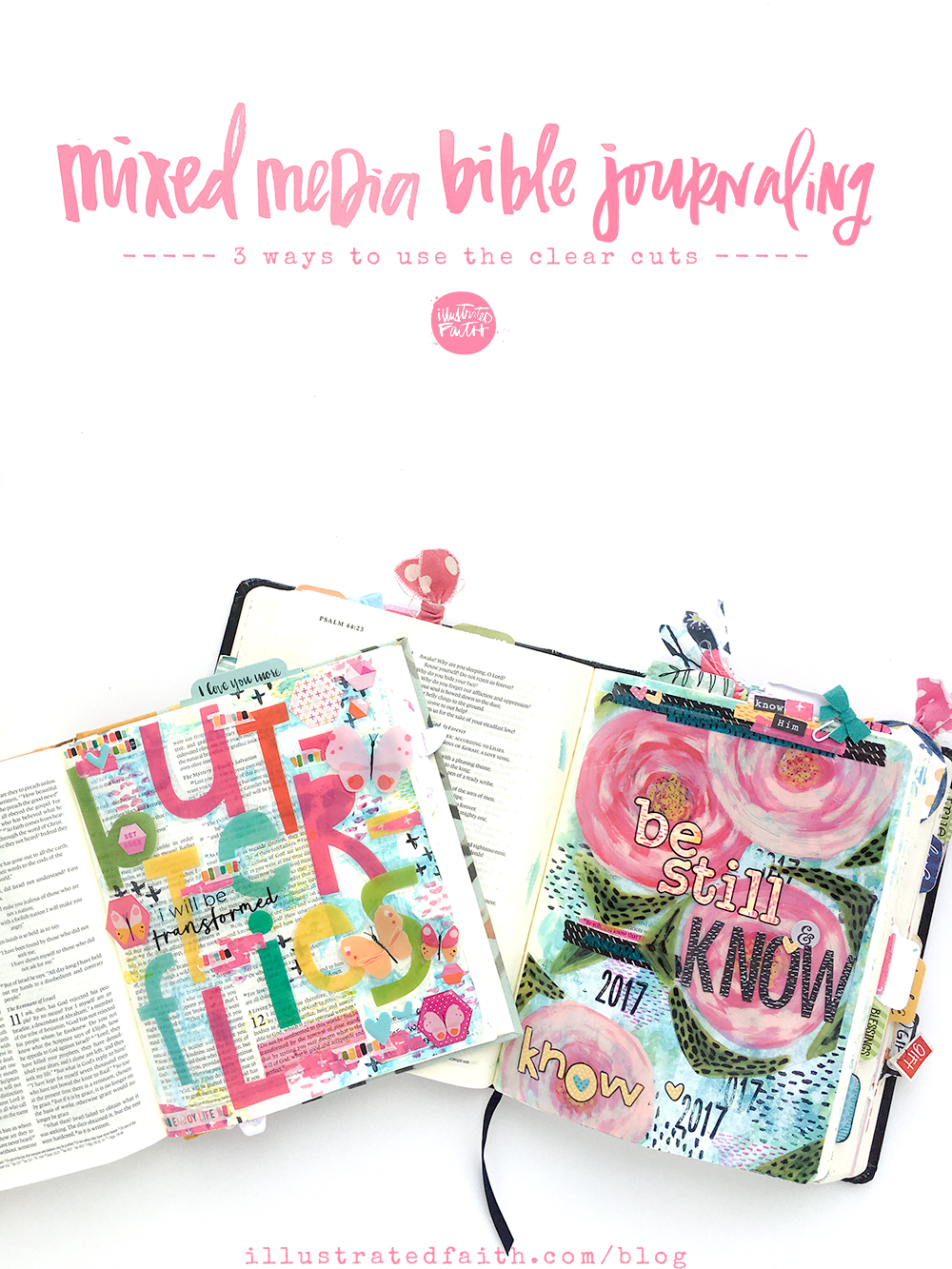 mixed media bible journaling tutorial by Heather Greenwood | 3 ways to use clear cuts in your Bible Journaling
