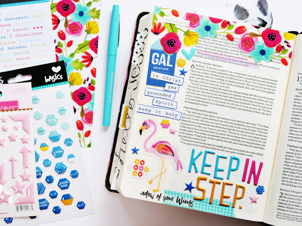 Bible journaling entry by Andrea Gray | Keep In Step - A look at Galatians 5: 25