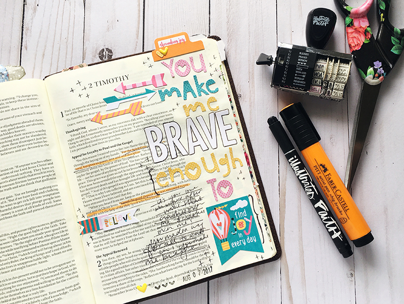 Bible journaling entry by Bailey Robert | Words of Worship: You Make Me Brave