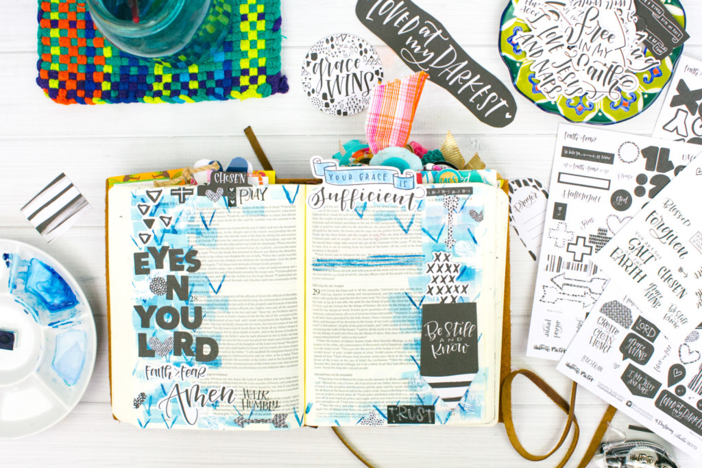 Watercolor Bible Journaling Tutorial | Faith over Fear - Layers and Stamping by Amy Bruce | Illustrated Faith Faith > Fear