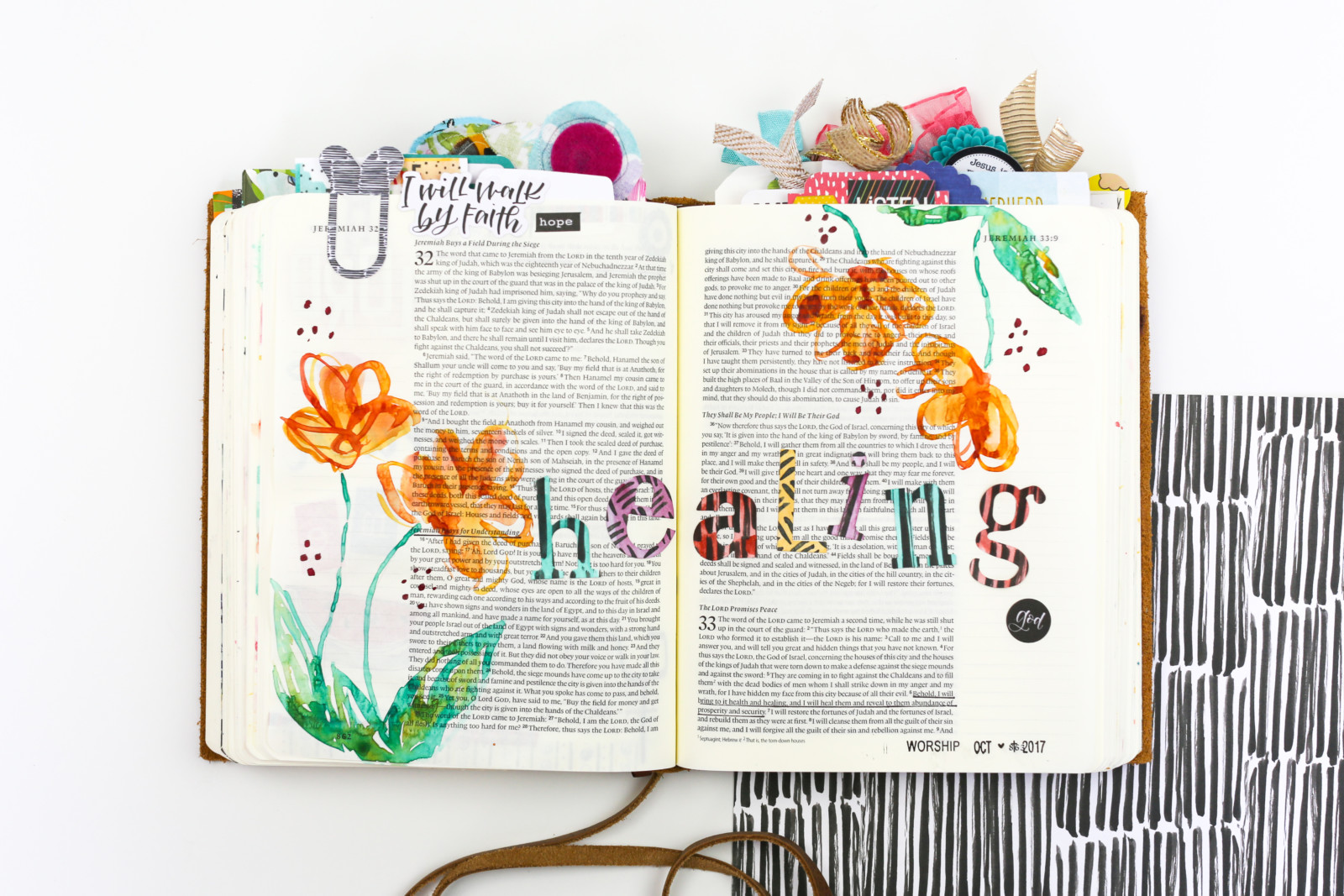 Watercolor Bible Journaling Tutorial by Amy Bruce | Simple Flowers and Alphas - Healing God