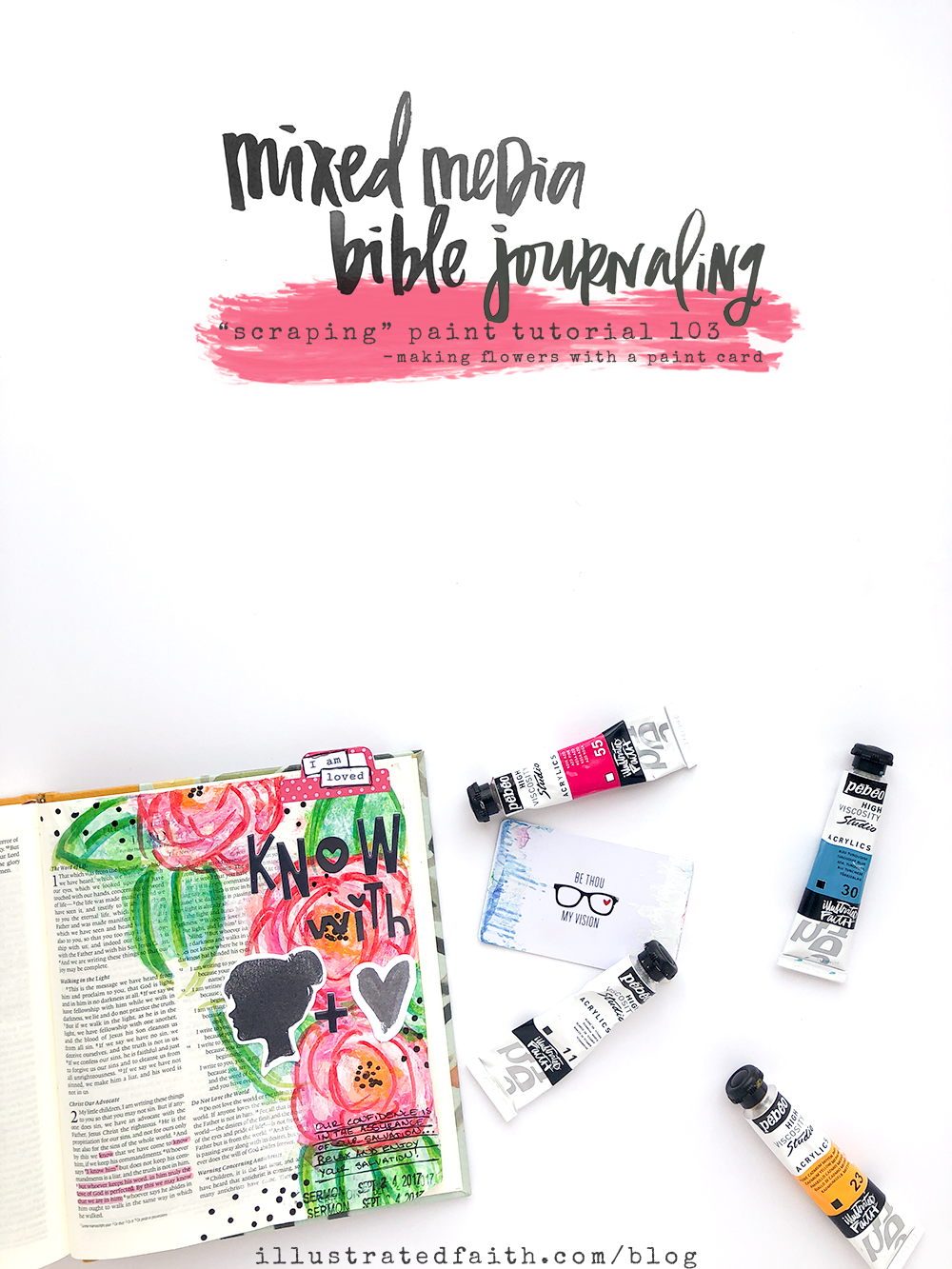 mixed media bible journaling tutorial | scraping paint 103 - making ...