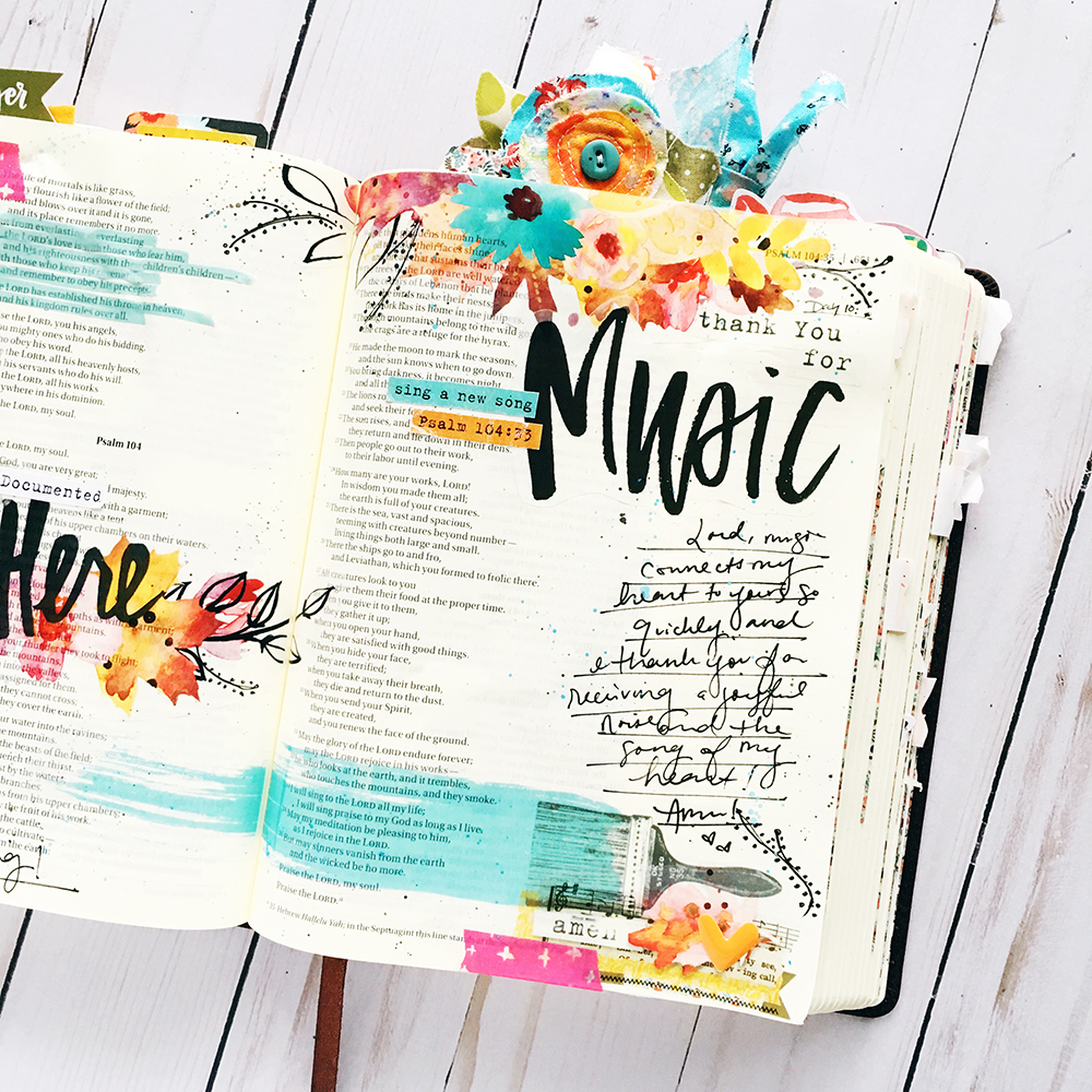 Bible journaling entry by Bailey Robert | Gratitude Documented Day 10 | Music [Psalm 104:33]