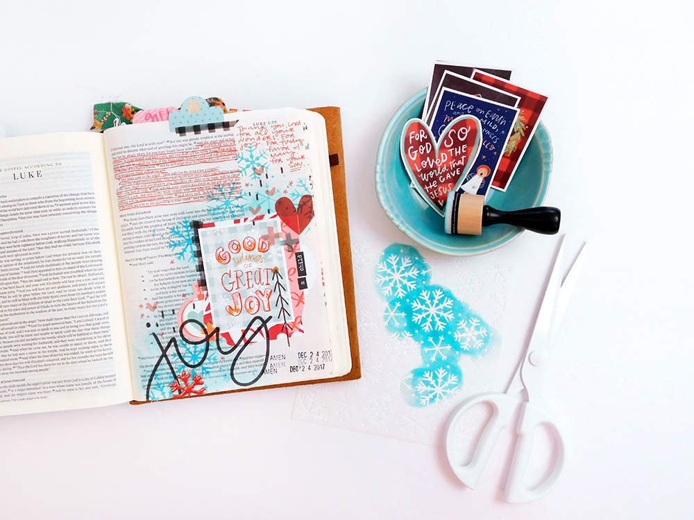 hybrid Bible journaling entry using digital printables by Elaine Davis | Great Joy Through Fear