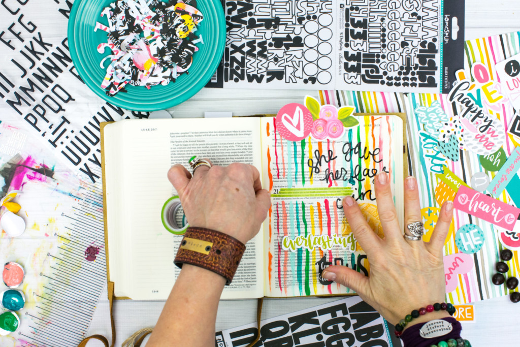 mixed media Bible Journaling Tutorial by Amy Bruce | Adding Texture with Pencil Rubbings - Widows Coin