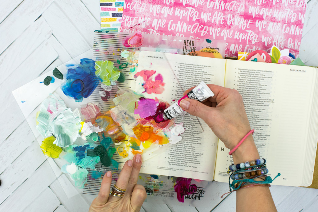 Mixed Media Bible Journaling Tutorial by Amy Bruce | Peacemaker - Acrylic Dry Brush and Letters