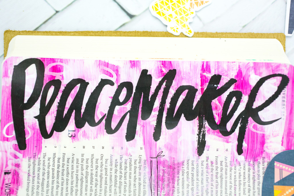 Mixed Media Bible Journaling Tutorial by Amy Bruce | Peacemaker - Acrylic Dry Brush and Letters