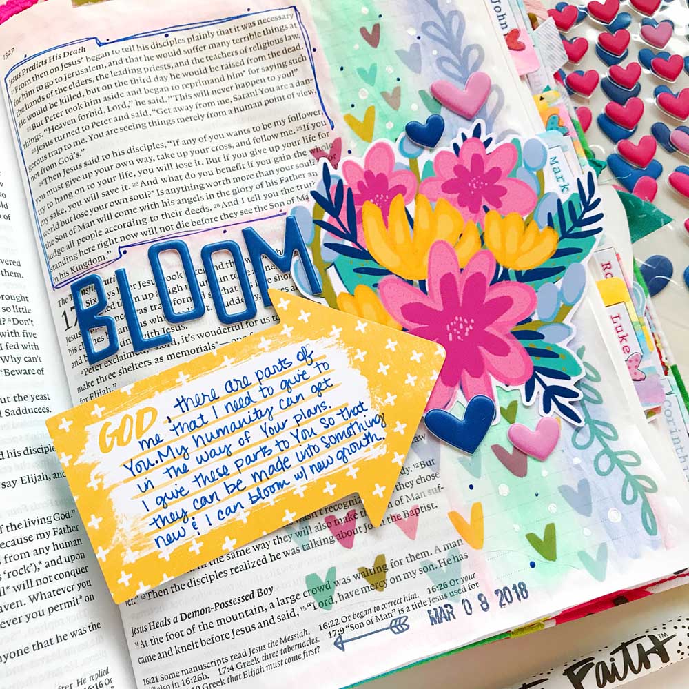 Mixed Media Hybrid Bible Journaling by Cristin Howell using digital printables | Print and Pray Holy Ground | Bloom