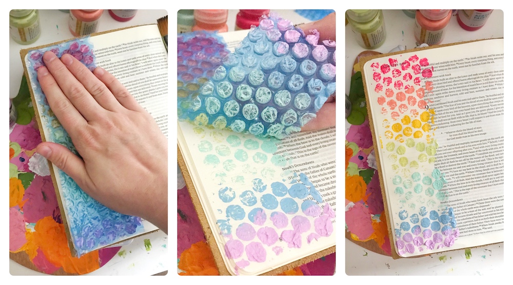 Mixed Media Bible Journaling Tutorial by April Crosier | Bubble Wrapping the Rainbow | Genesis 9