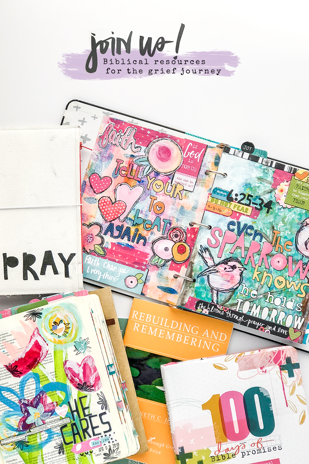 Biblical Resources and Helps in the Grief Journey by Heather Greenwood | Bible journaling, music, books, prayer journal, church resources, GriefShare