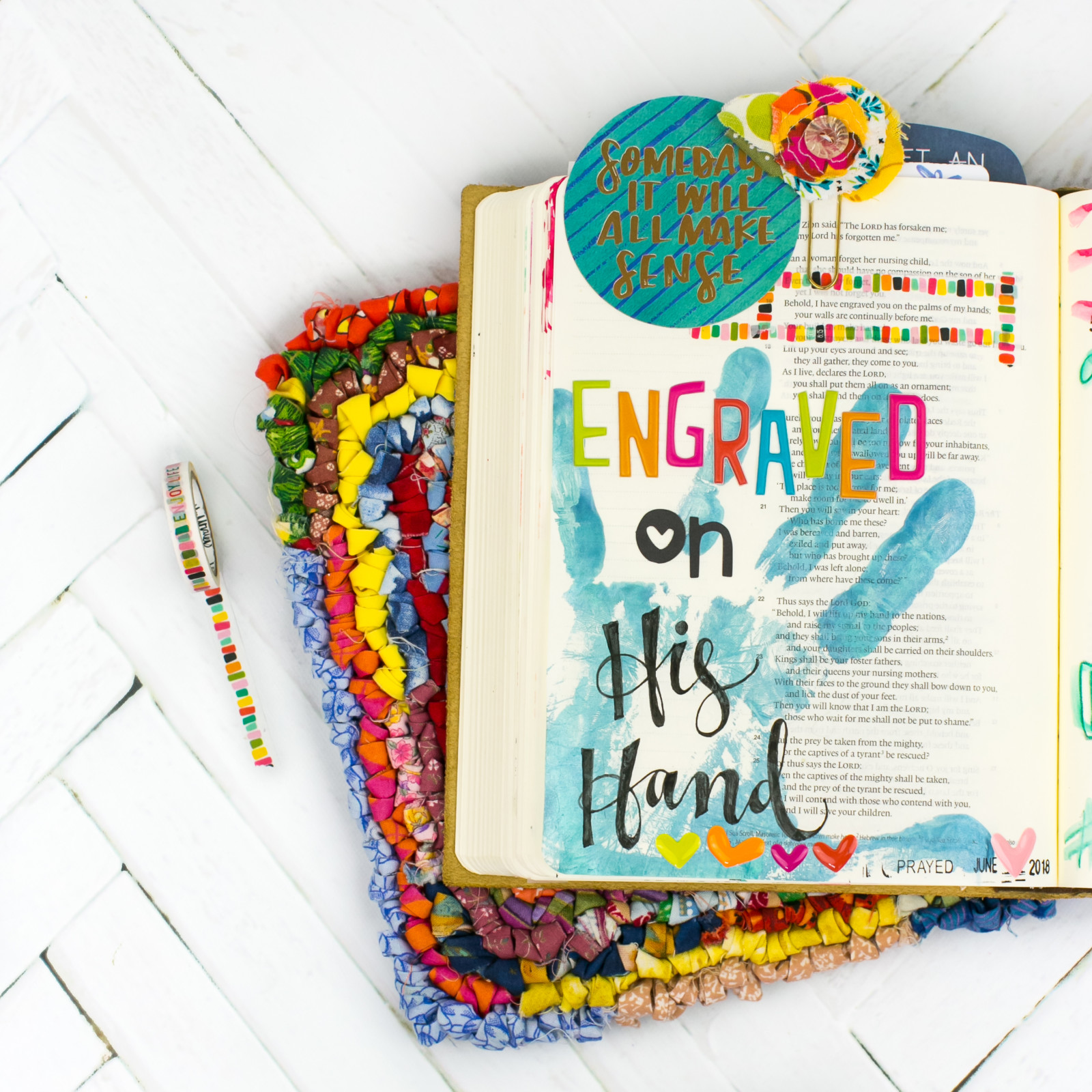 Mixed Media Bible Journaling Tutorial by Amy Bruce | His Hand | Acrylic Hand Printing