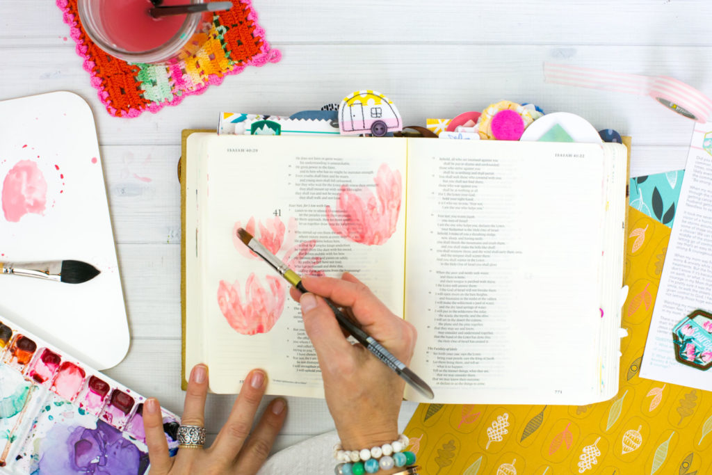 Watercolor Tutorial by Amy Bruce | Revival Camp 2018 Courage - Whimsical Watercolor Lotus Flowers and NeoColor II Stems