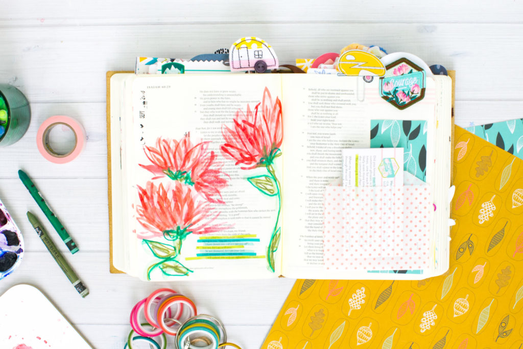 Watercolor Tutorial by Amy Bruce | Revival Camp 2018 Courage - Whimsical Watercolor Lotus Flowers and NeoColor II Stems