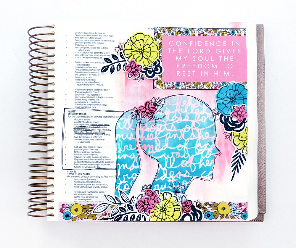Print & Pray Hybrid Bible Journaling by Elaine Davis using digital printables | More Than Confidence | Illustrating Bible