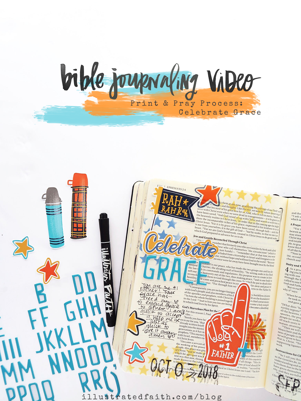 Print and Pray Bible Journaling Process Video by Jillian aka Hello Jillsky | Homecoming | Ephesians 2:4-5