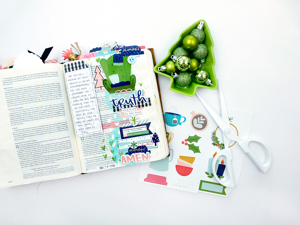 Print & Pray Hybrid Bible Journaling by Elaine Davis using digital printables | Matthew 11:28