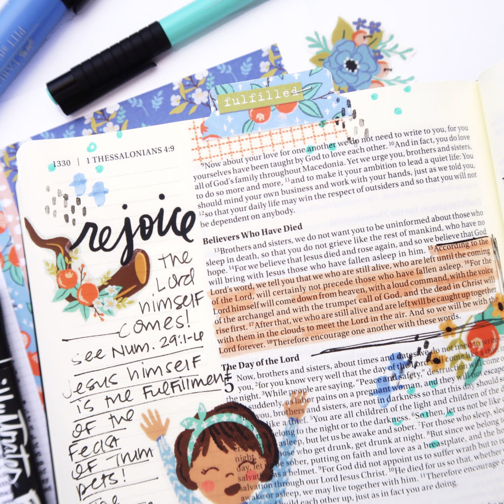 Print and Pray Bible Journaling Process Video by Jillian aka Hello Jillsky | New Year, New Mercies | 1 Thessalonians 4:16