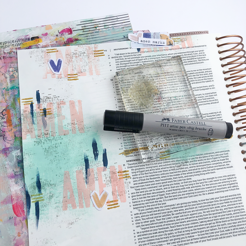 Mixed Media Bible Journaling Tutorial - Dry Brushing Techniques by Heather Greenwood | Amen Maker - Deuteronomy 10:21
