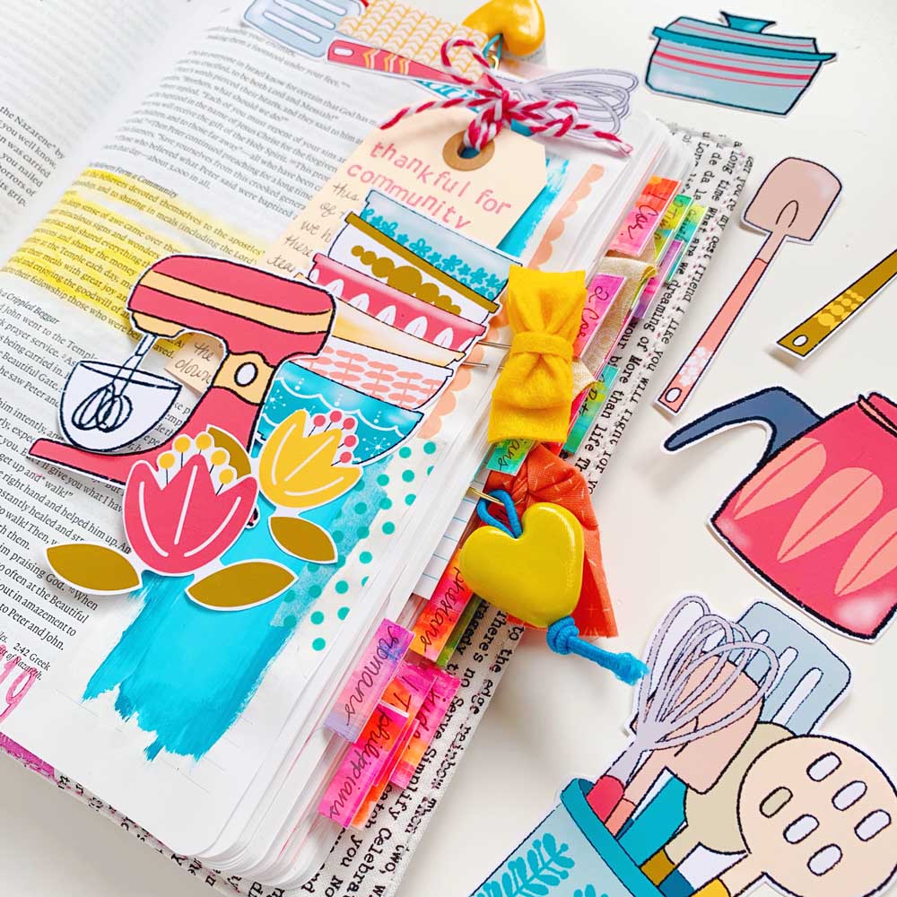 Print and Pray Hybrid Bible Journaling by Cristin Howell using digital printables | Christ in Community | Acts 2