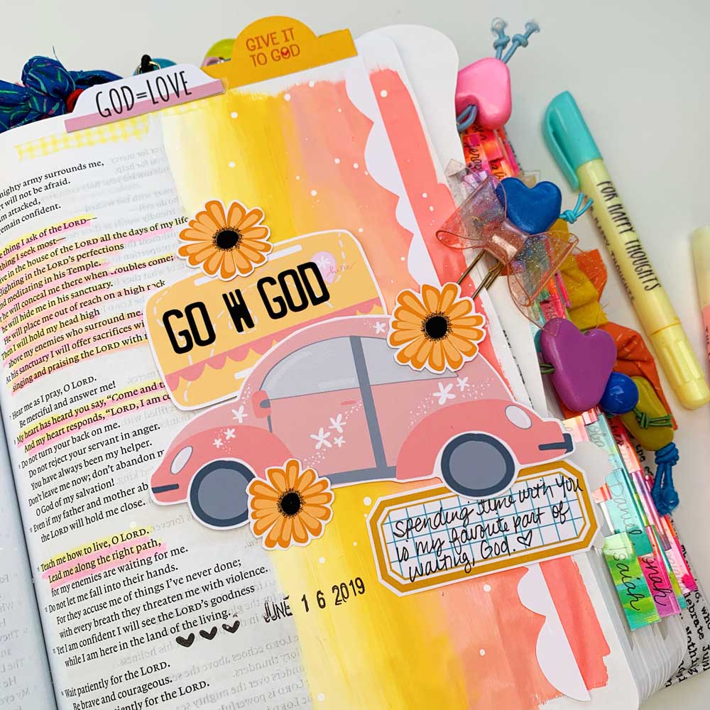 Print and Pray Hybrid Mixed Media Bible Journaling Tutorial by Cristin Howell using digital printables | Add a Color Gradient to Your Margins | Psalm 27