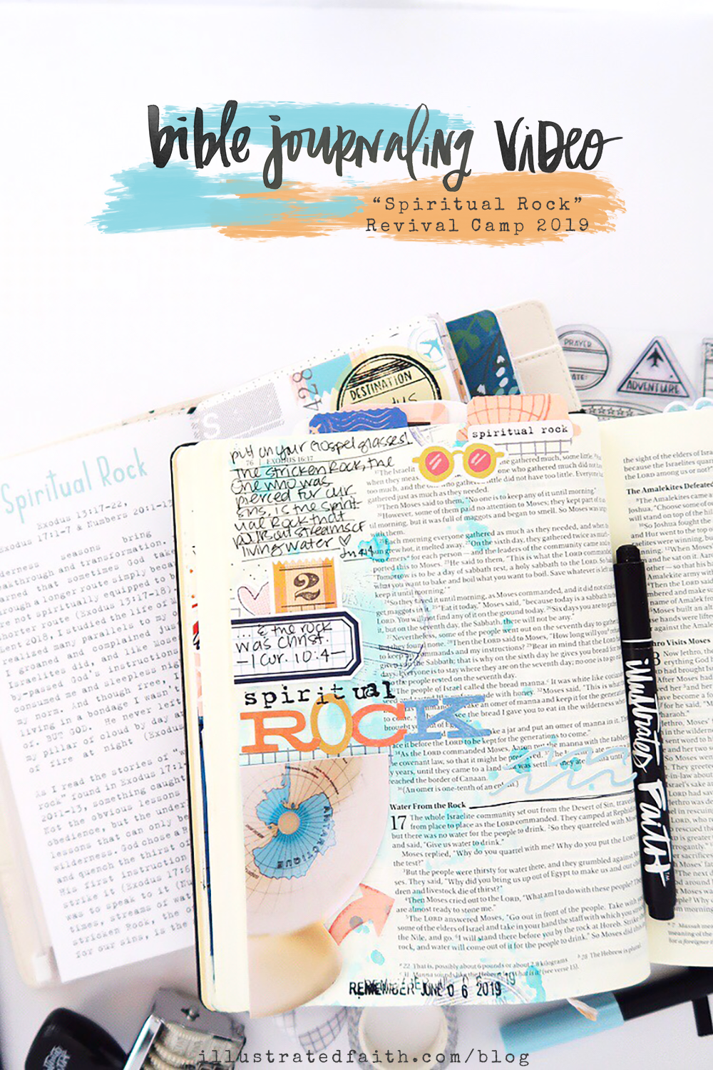 Revival Camp 2019 | Bible Journaling Process Video by Jillian aka Jillsky | Spiritual Rock Exodus 17:1-7