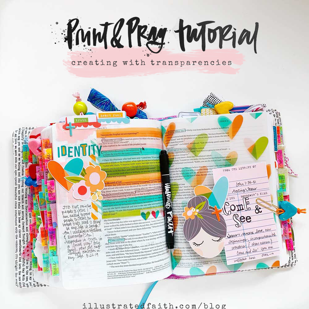 Print and Pray Hybrid Bible Journaling Tutorial by Cristin Howell using digital printables | Creating with Transparencies
